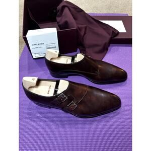 New John Lobb Chapel Double Monk Strap Shoes Dark Brown Museum Calf UK 11 US 12